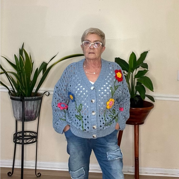 Long Sleeve Crochet Sweater | Made In Italy - Picture 3 of 4